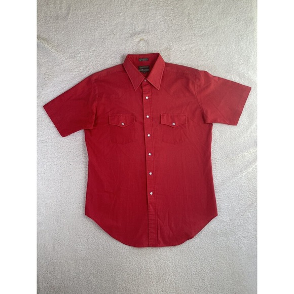 Plainsman Pearl Snap Shirt Mens Large Western Button Salmon Pink X-Long Tails - Picture 1 of 8
